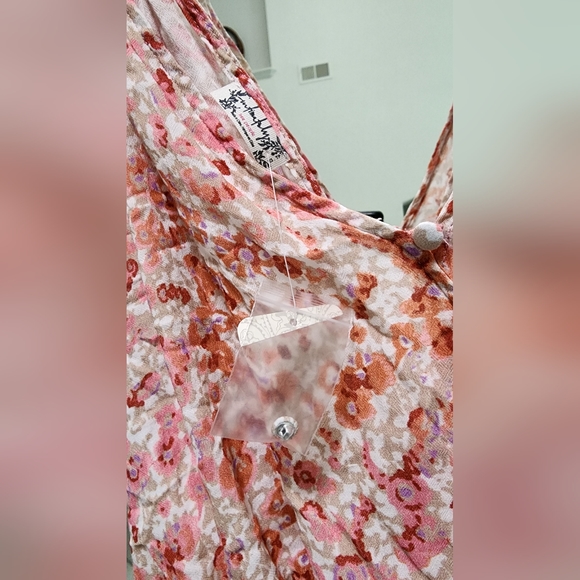 NEW Free People Siren Song Sleeveless Draped Bodysuit Ivory/Pink Floral - Picture 7 of 7